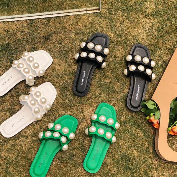 flat slippers women fashion brand pearl slides summer outdoor beach flip flops slip on sandals comefortable massage outsole, Black
flat slippers women fashion brand pearl slides summer outdoor beach flip flops slip on sandals comefortable massage outsole, Black