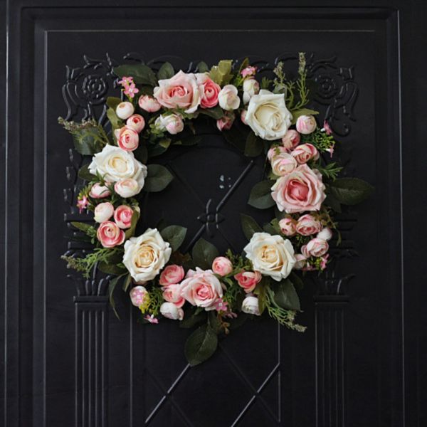 artificial rose flower wreath fake floral rattan garland with green leaves for front door window wall wedding party home decor
artificial rose flower wreath fake floral rattan garland with green leaves for front door window wall wedding party home decor
