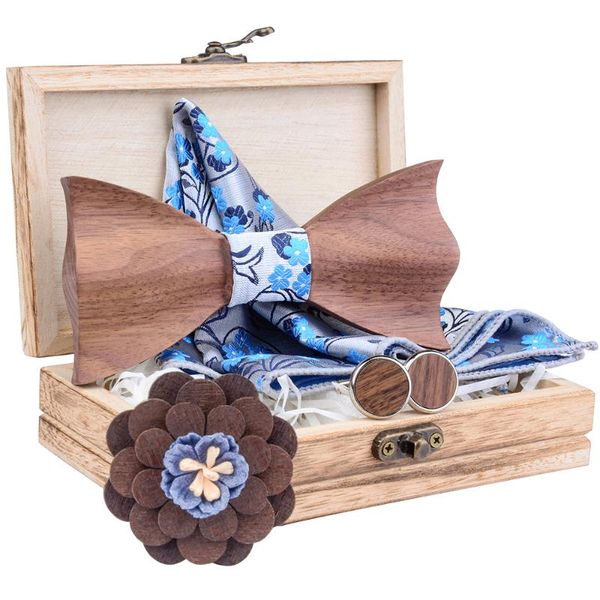 ricnais novelty 3d wooden bow tie floral pocket square cufflink brooch set and wood box suit for mens wedding handkerchief ties, Blue;purple 
ricnais novelty 3d wooden bow tie floral pocket square cufflink brooch set and wood box suit for mens wedding handkerchief ties, Blue;purple