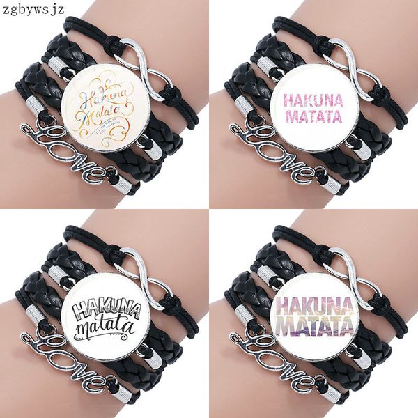 hakuna matata inspirational glass cabochon multilayer black leather bracelet bangle for men women gift, Golden;silver
hakuna matata inspirational glass cabochon multilayer black leather bracelet bangle for men women gift, Golden;silver