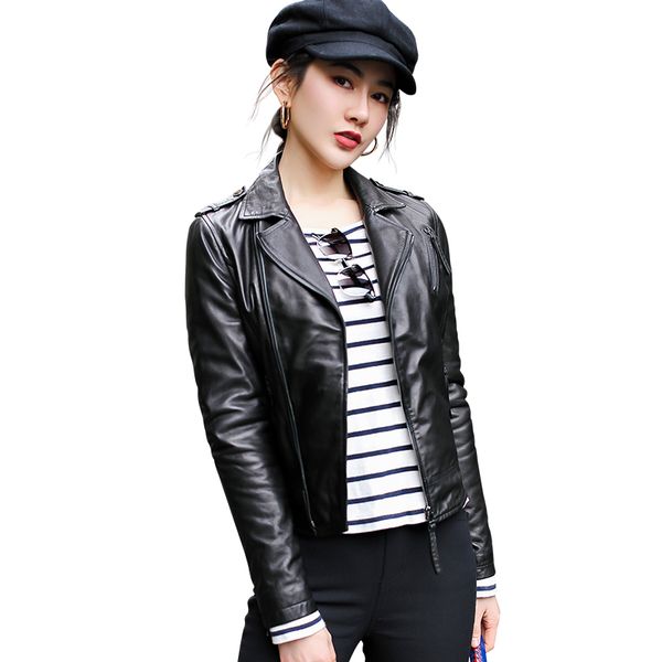 women's leather & faux ptslan 2021 fashion genuine sheepskin classic coat jackets p7023, Black
women's leather & faux ptslan 2021 fashion genuine sheepskin classic coat jackets p7023, Black