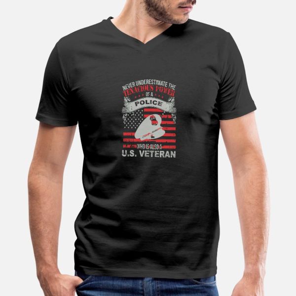 us veteran police never underestimate t shirt men custom cotton round neck pictures crazy funny spring autumn slim shirt