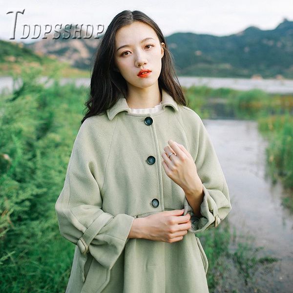 green color long style women woolen coat single breasted thick winter sweet female overcoat, Black
green color long style women woolen coat single breasted thick winter sweet female overcoat, Black