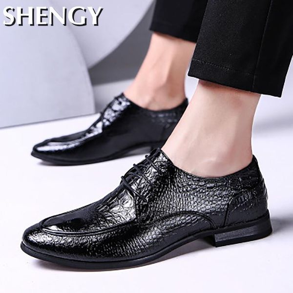 men's crocodile dress leather shoes lace up 2020 fashion wedding party shoes mens business office oxfords flats male outdoor, Black
men's crocodile dress leather shoes lace up 2020 fashion wedding party shoes mens business office oxfords flats male outdoor, Black