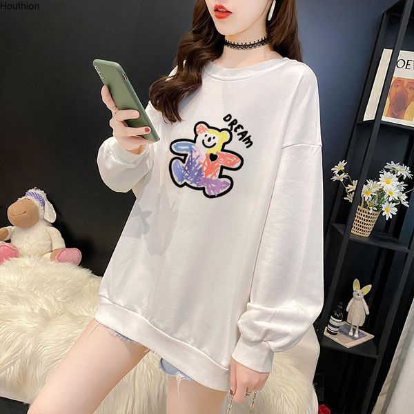 houthion women sweater the new fashion casual temperament loose long sleeve round neck cartoon bear print large size pullovers, White;black
houthion women sweater the new fashion casual temperament loose long sleeve round neck cartoon bear print large size pullovers, White;black