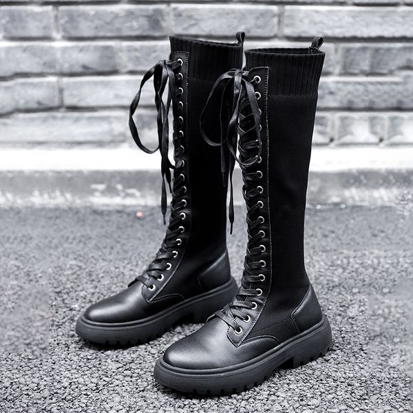 boots black genuine leather woven knee female elastic women's thick with fake belt high
boots black genuine leather woven knee female elastic women's thick with fake belt high
