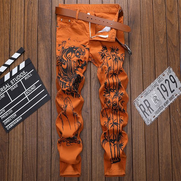 men printed patterned jeans slim straight stretch fashionable graffiti punk rock streetwear hip hop jeans pants, Blue
men printed patterned jeans slim straight stretch fashionable graffiti punk rock streetwear hip hop jeans pants, Blue