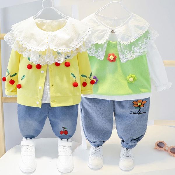 baby girl clothes lace jeans three-piece autumn children's knitted cherry blossom vest suit for girls 0-4 years old fashion suit, White
baby girl clothes lace jeans three-piece autumn children's knitted cherry blossom vest suit for girls 0-4 years old fashion suit, White