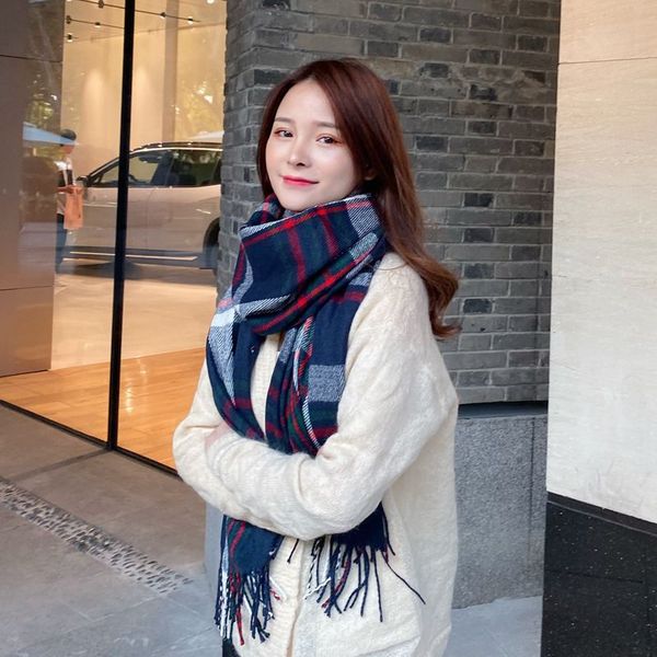 scarves imitation cashmere button ladies cloak shawl korean version of autumn and winter dual-use thick tassel plaid scarf, Blue;gray
scarves imitation cashmere button ladies cloak shawl korean version of autumn and winter dual-use thick tassel plaid scarf, Blue;gray