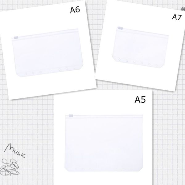 A5/a6/a7 Pvc 6 Hole Binder Loose-leaf Notebook Waterproof Zipper Bag Business Card Bags Kids Learning File Folder Education Office Supplies