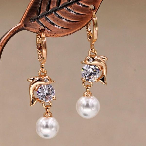 dangle & chandelier fashion pearl earrings in drop for women's gold filled zircon wedding jewelry dolphin shape, Silver
dangle & chandelier fashion pearl earrings in drop for women's gold filled zircon wedding jewelry dolphin shape, Silver