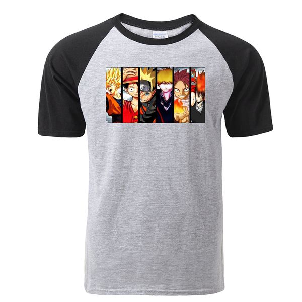 harajuku naruto uzumaki raglan tshirt men cool japanese anime t shirt summer 100% cotton casual hip hop short sleeve tshirt