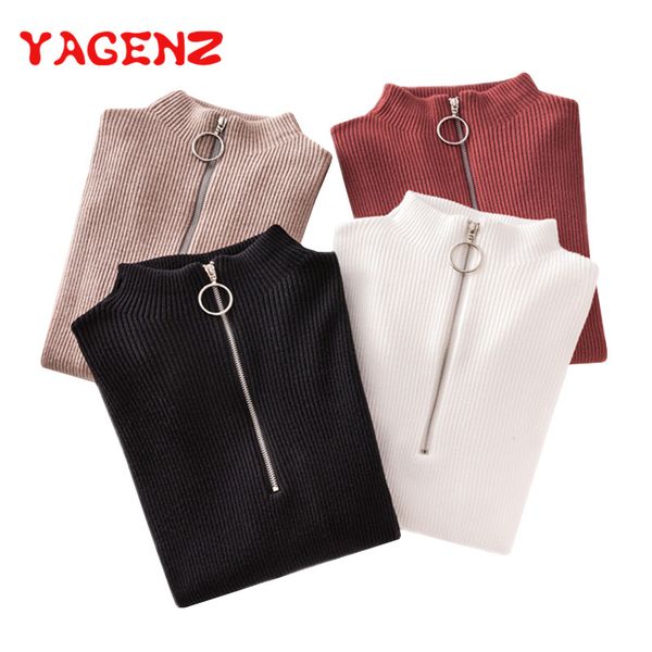 yagenz autumn winter women sweater pullover korean style long sleeve casual ring zipper sweater slim solid knitted mujer, White;black
yagenz autumn winter women sweater pullover korean style long sleeve casual ring zipper sweater slim solid knitted mujer, White;black
