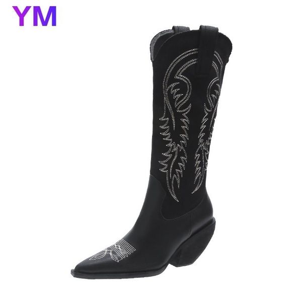 boots 2021 autumn winter knee-high european american embroidery mid-heel fashion thick heel high-western women's, Black
boots 2021 autumn winter knee-high european american embroidery mid-heel fashion thick heel high-western women's, Black