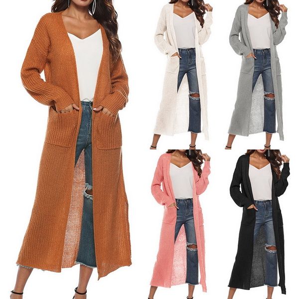women's cardigan coat autumn winter long knitted coat solid cardigan long sleeve open stitch casual pocket sweaters pull femme, White;black
women's cardigan coat autumn winter long knitted coat solid cardigan long sleeve open stitch casual pocket sweaters pull femme, White;black