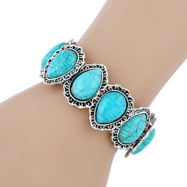 attractive design silver plated alloy stackable green turquoises stone water drop bracelet fashion jewelry, Black
attractive design silver plated alloy stackable green turquoises stone water drop bracelet fashion jewelry, Black