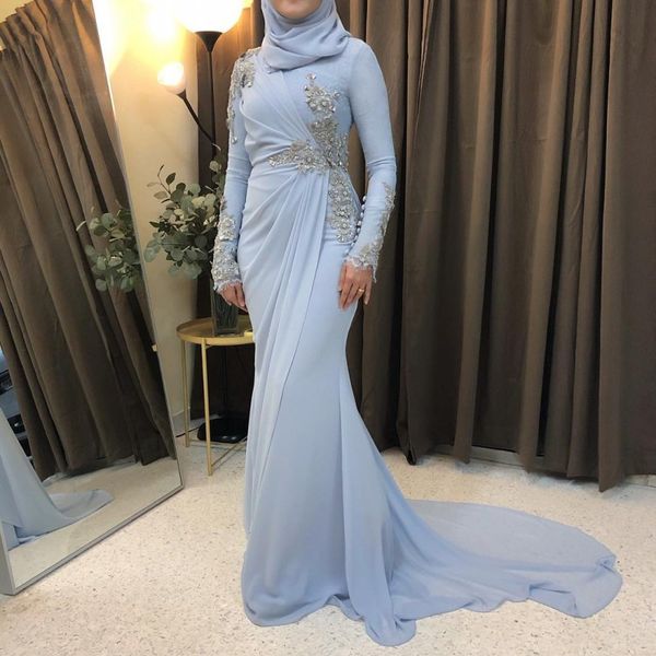 plus size mermaid prom blue dress women dress elegant muslim dress, Black 
plus size mermaid prom blue dress women dress elegant muslim dress, Black