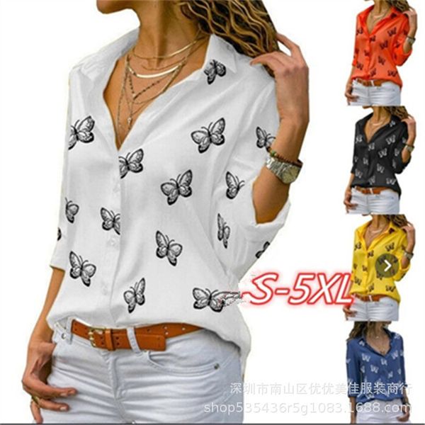 women long sleeve butterfly shirt loose lapel neck ol blouses ladies spring autumn clothes, White
women long sleeve butterfly shirt loose lapel neck ol blouses ladies spring autumn clothes, White