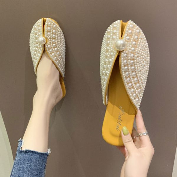 baotou half slippers female 2020 summer new fashion wild flat net red sandals lazy pearl slippers outer wear, Black
baotou half slippers female 2020 summer new fashion wild flat net red sandals lazy pearl slippers outer wear, Black