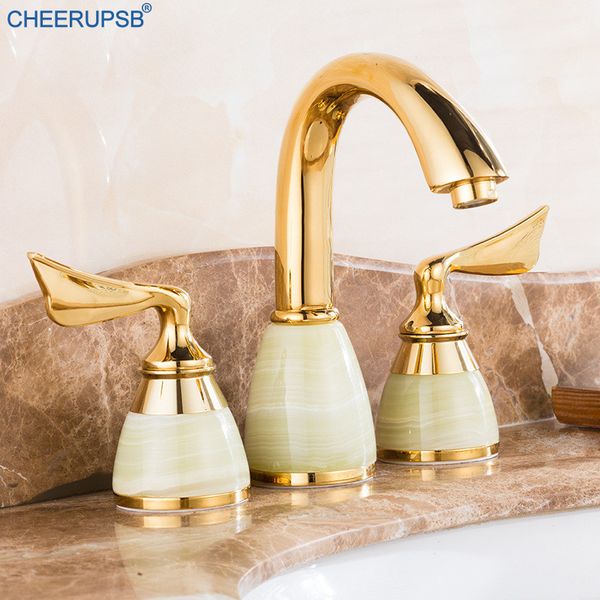 three hole bathroom faucet cold water mixer tap 2 handle deck mounted luxury jade faucets washbasin antique brass basin taps
three hole bathroom faucet cold water mixer tap 2 handle deck mounted luxury jade faucets washbasin antique brass basin taps