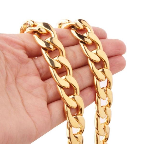 13/15mm trendy 316l stainless steel gold tone cut cuban curb chain mens unisexs necklace or bracelet jewelry 7"-40, Silver
13/15mm trendy 316l stainless steel gold tone cut cuban curb chain mens unisexs necklace or bracelet jewelry 7"-40, Silver