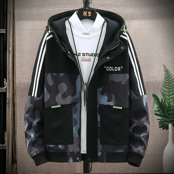 men's overalls camouflage hooded men's jacket korean style trendy ins student jacket, Black;white
men's overalls camouflage hooded men's jacket korean style trendy ins student jacket, Black;white