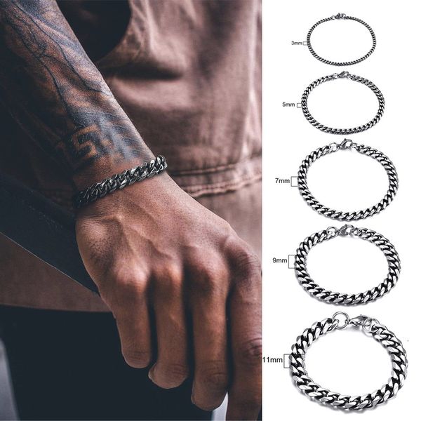 mens hip hop cuban link bracelet in stainless steel 3 11mm assorted colors 7 to 9 inches, Black
mens hip hop cuban link bracelet in stainless steel 3 11mm assorted colors 7 to 9 inches, Black