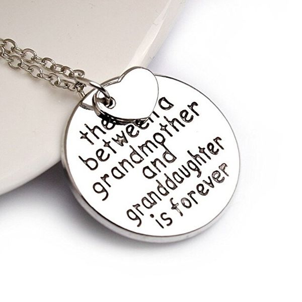 fashion grandma necklace lettering the love between a grandmother and granddaughter / grandson is forever pendant necklace, Silver
fashion grandma necklace lettering the love between a grandmother and granddaughter / grandson is forever pendant necklace, Silver