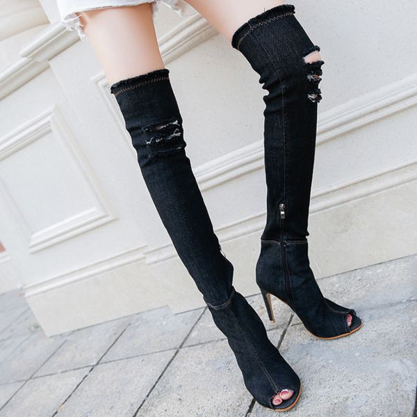 boots imkkg 2021 fashion women hole denim high heels over-the-knee sandals spring summer peep toe thigh 41 g117, Black
boots imkkg 2021 fashion women hole denim high heels over-the-knee sandals spring summer peep toe thigh 41 g117, Black