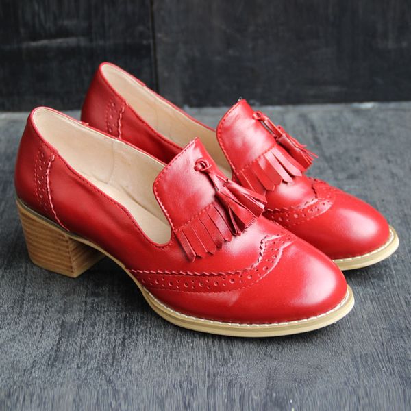 dress shoes genuine leather tassel oxford for women thick heel oxfords pumps large size red wedding, Black
dress shoes genuine leather tassel oxford for women thick heel oxfords pumps large size red wedding, Black