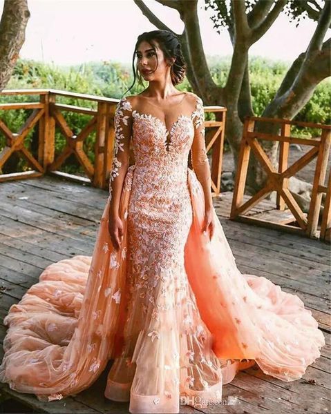 overskrit prom dresses mermaid sheer v neck illusion long sleeves evening gowns appliques backless bridal dress detachable train formal, Black;red
overskrit prom dresses mermaid sheer v neck illusion long sleeves evening gowns appliques backless bridal dress detachable train formal, Black;red