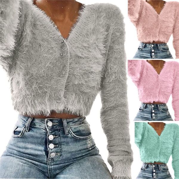 solid color womens designer knits hairy long sleeve ladies cardigan clothing autumn casual v neck women tees, White
solid color womens designer knits hairy long sleeve ladies cardigan clothing autumn casual v neck women tees, White