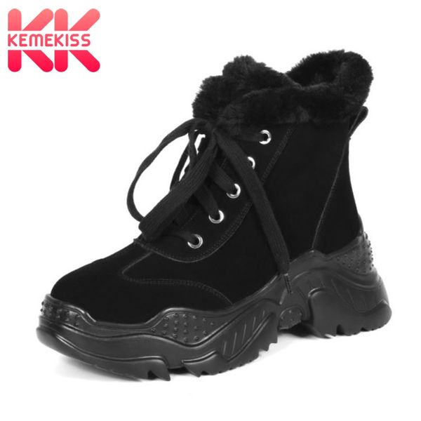kemekiss women genuine leather snow fur warm boots ankle boots lace up zipper thick bottom shoes female footwear size 34-39, Black
kemekiss women genuine leather snow fur warm boots ankle boots lace up zipper thick bottom shoes female footwear size 34-39, Black