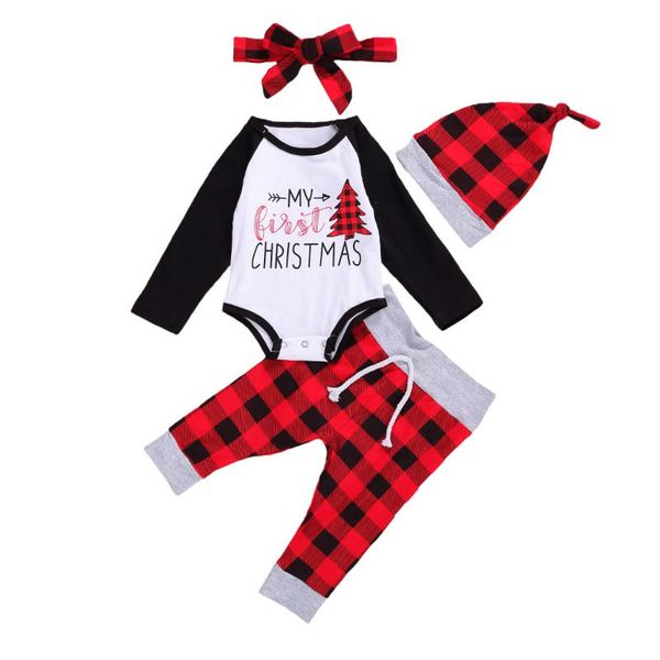 2020 new christmas baby girls 4pcs outfit long sleeve christmas tree/snowflake letter printed bodysuit+plaid pants+hair band+hat, White
2020 new christmas baby girls 4pcs outfit long sleeve christmas tree/snowflake letter printed bodysuit+plaid pants+hair band+hat, White