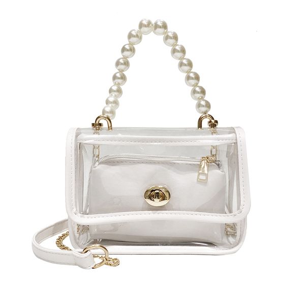 2020 new pvc transparent bag women fashion candy pearl small handbag women messenger crossbody bag shoulder satchel tote