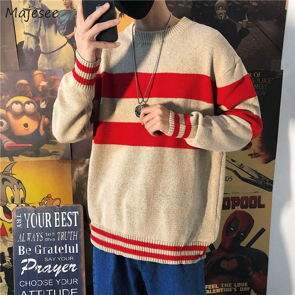 men's sweaters men pullovers striped thick winter ins fashion all-match chic loose korean style mens pullover ulzzang teens streetwear, White;black
men's sweaters men pullovers striped thick winter ins fashion all-match chic loose korean style mens pullover ulzzang teens streetwear, White;black