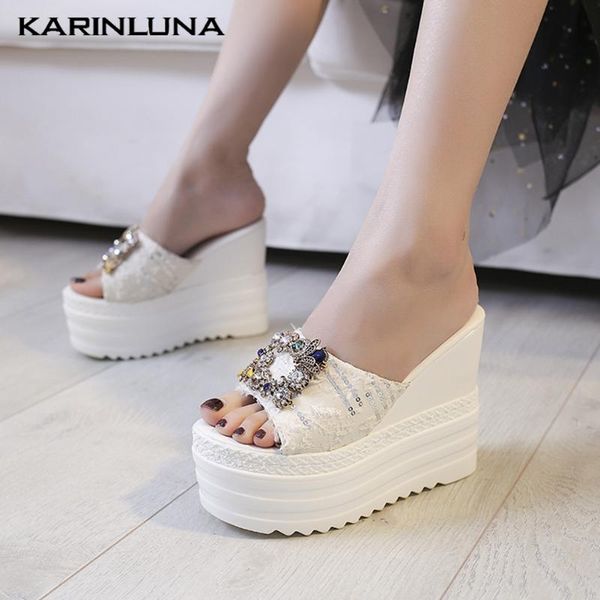 karin 2020 brand design women slides high wedges peep toe platform metal decoration sandals summer outside woman slippers, Black
karin 2020 brand design women slides high wedges peep toe platform metal decoration sandals summer outside woman slippers, Black