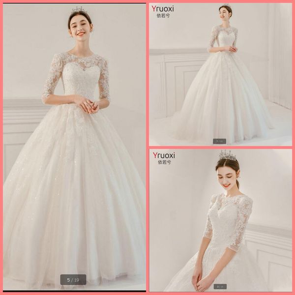 robe de mariage vintage 2020 ball gown wedding dress 3/4 sleeve modest lace appliques beaded bridal gowns scoop neck wedding dresses, White
robe de mariage vintage 2020 ball gown wedding dress 3/4 sleeve modest lace appliques beaded bridal gowns scoop neck wedding dresses, White
