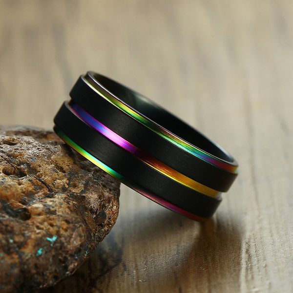 cluster rings zorcvens black stainless steel basic ring for men with rainbow line classic male wedding band multi color jewelry fraternal, Golden;silver
cluster rings zorcvens black stainless steel basic ring for men with rainbow line classic male wedding band multi color jewelry fraternal, Golden;silver
