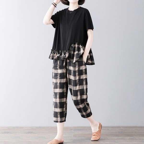 plus plus size casual enlarged leisure suit 2020 women's summer fashion loose large size plaid casual middle-aged and elderly suit kc1t, Gray
plus plus size casual enlarged leisure suit 2020 women's summer fashion loose large size plaid casual middle-aged and elderly suit kc1t, Gray