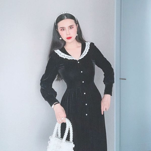 2020 autumn and winter new french girl's velvet long sleeve doll collar slimming dress doll dress slim base skirt nwb6c, Black;gray
2020 autumn and winter new french girl's velvet long sleeve doll collar slimming dress doll dress slim base skirt nwb6c, Black;gray