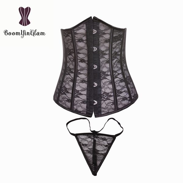 women's boned underbust corset floral see through lace up waist training cincher lingerie 28336#, Black;white
women's boned underbust corset floral see through lace up waist training cincher lingerie 28336#, Black;white
