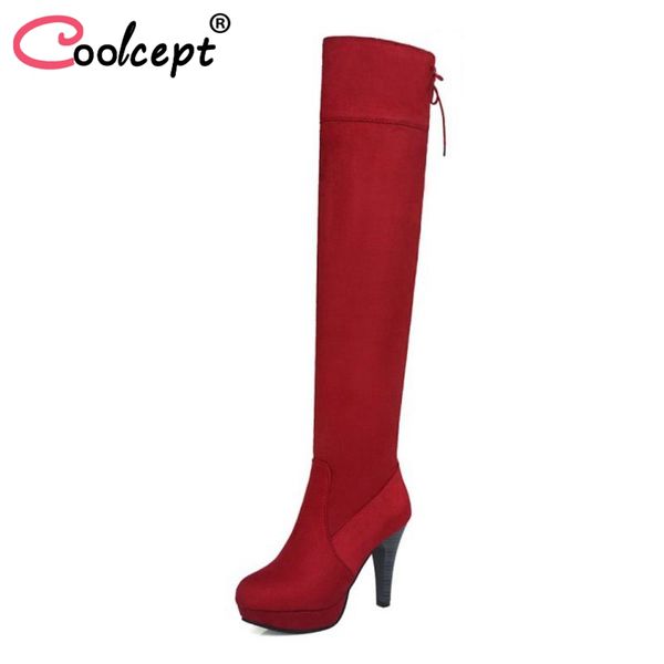 boots coolcept size 34-44 women over knee high heel solid botas pointed toe female shoes platform flock fashion footwear, Black
boots coolcept size 34-44 women over knee high heel solid botas pointed toe female shoes platform flock fashion footwear, Black