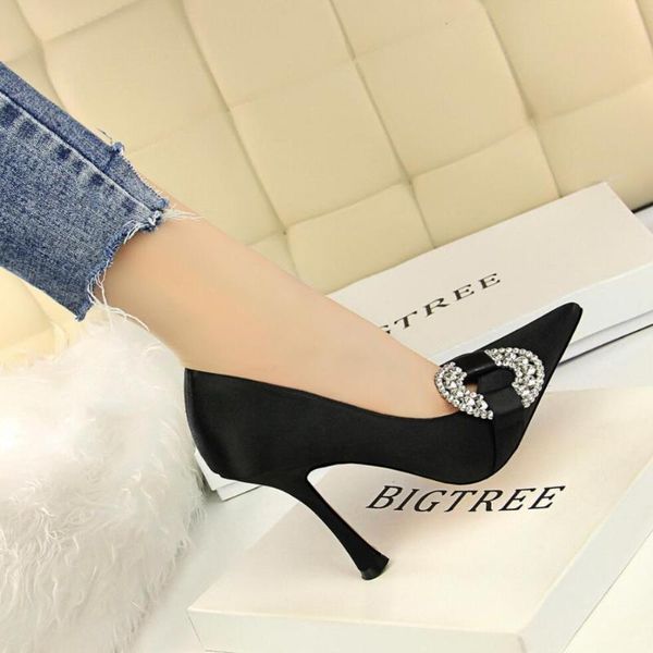 dress shoes koovan women's pumps 2021 style pointed toe women crystal solid silk shallow high heels rhinestone wedding, Black 
dress shoes koovan women's pumps 2021 style pointed toe women crystal solid silk shallow high heels rhinestone wedding, Black