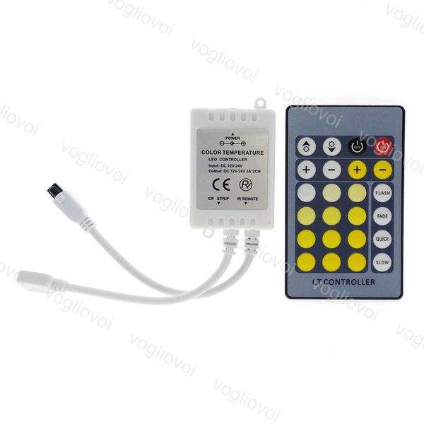 Double Color Controller Dc12~24v Led Controller Ir 24key 4pins Remote Control For Cw/ww Smd 5050 5630 5025 Led Strip Tape Dhl