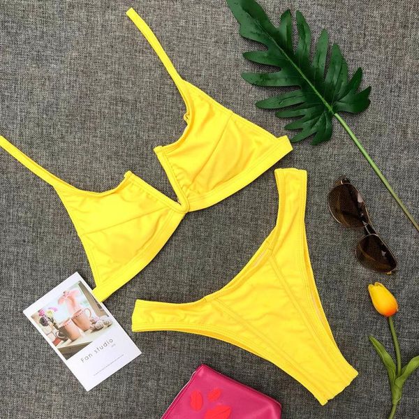 solid yellow bikini 2020 women push up padded bandage triangle swimwear bathers bathing suit micro swimsuit biquini, White;black
solid yellow bikini 2020 women push up padded bandage triangle swimwear bathers bathing suit micro swimsuit biquini, White;black