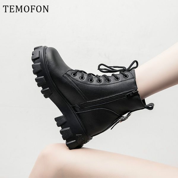 2020 genuine leather boots women boots platform british ankle gothic punk autumn winter women shoes booties hvt518, Black
2020 genuine leather boots women boots platform british ankle gothic punk autumn winter women shoes booties hvt518, Black