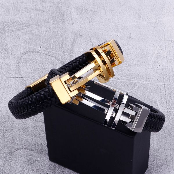 link, chain 2021 xmas gifts gold stainless steel with leather cross bracelet mens punk bangle 12mm 8.26'', Black
link, chain 2021 xmas gifts gold stainless steel with leather cross bracelet mens punk bangle 12mm 8.26'', Black