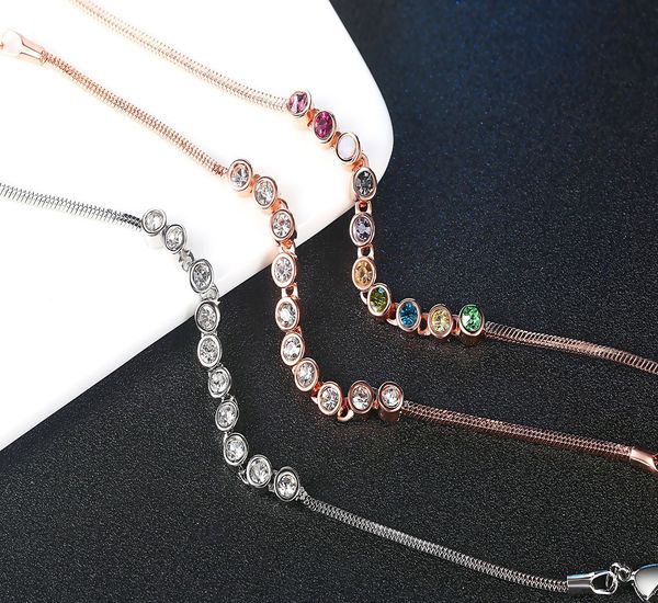 fashion simple luxury round zircon single row full diamond crystal women's chain bracelet rose gold plated inlaid colorful zircon jewel, Black
fashion simple luxury round zircon single row full diamond crystal women's chain bracelet rose gold plated inlaid colorful zircon jewel, Black
