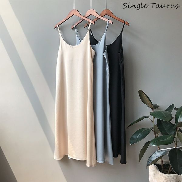 casual dresses satin spaghetti strap dress woman tank v neck camisole elastic female home beach pure color elegante, Black;gray
casual dresses satin spaghetti strap dress woman tank v neck camisole elastic female home beach pure color elegante, Black;gray